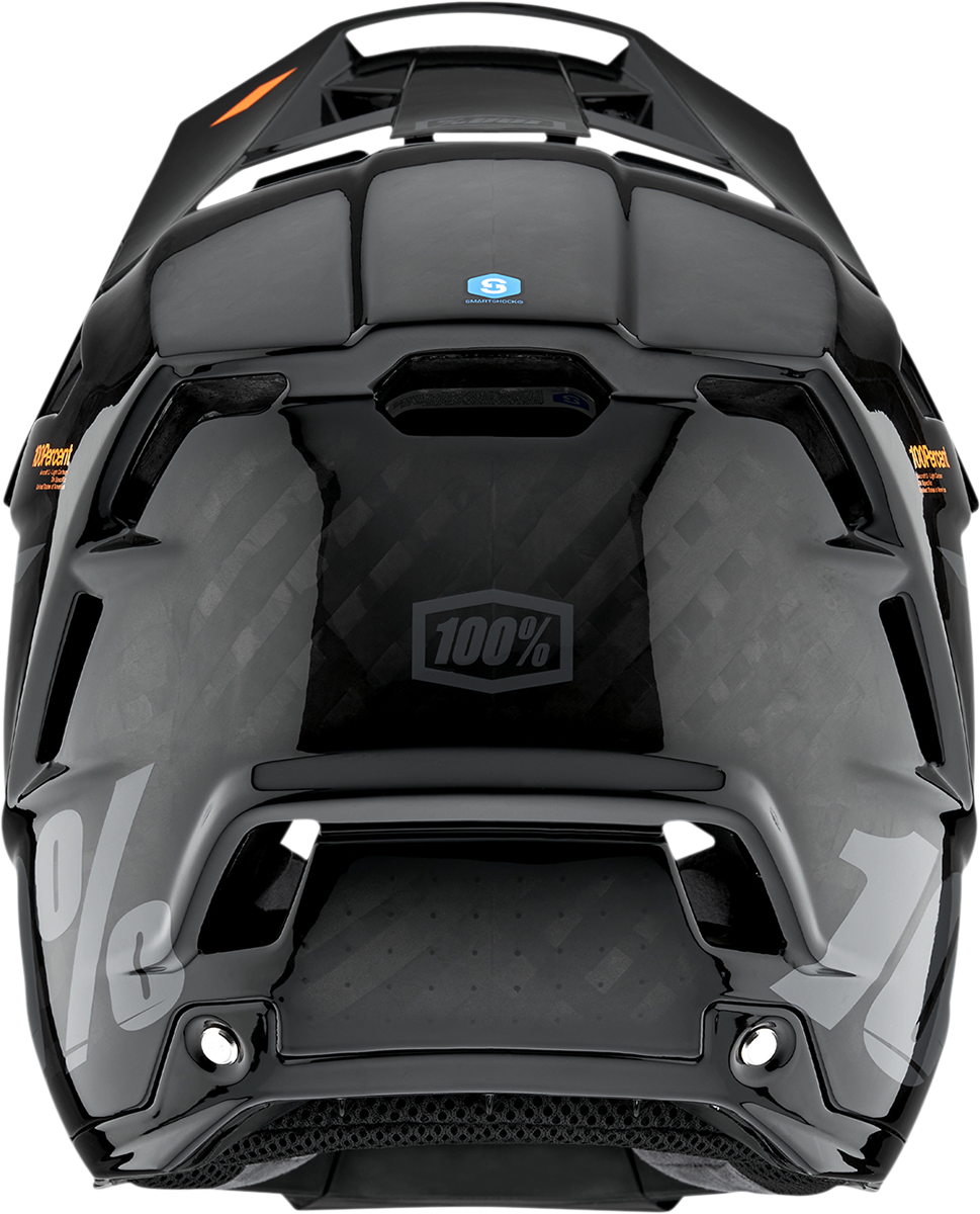 Black 100% Aircraft 2 bicycle helmet in large size, featuring a sleek aerodynamic design and adjustable straps.