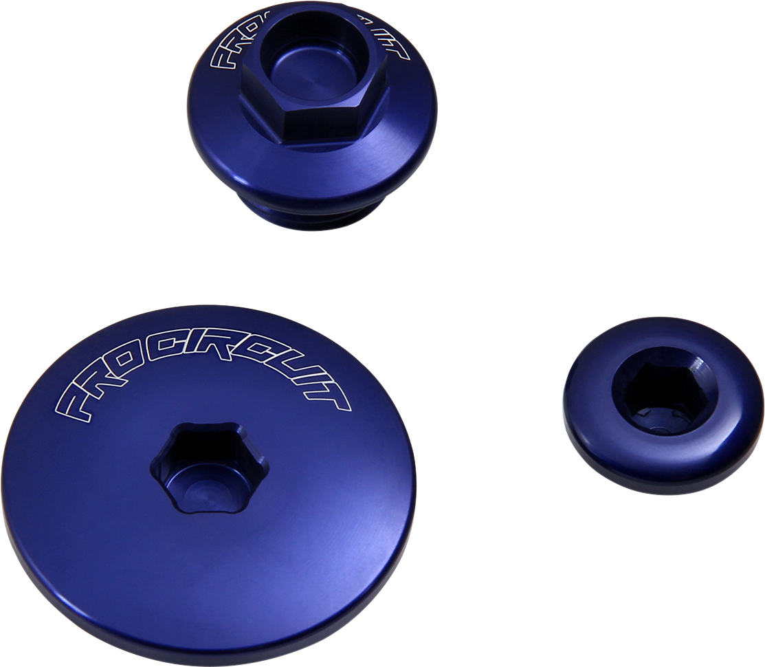 PRO CIRCUIT engine plug kit for Yamaha YZ 450F and 250F motocross bikes, includes essential plugs for engine maintenance.