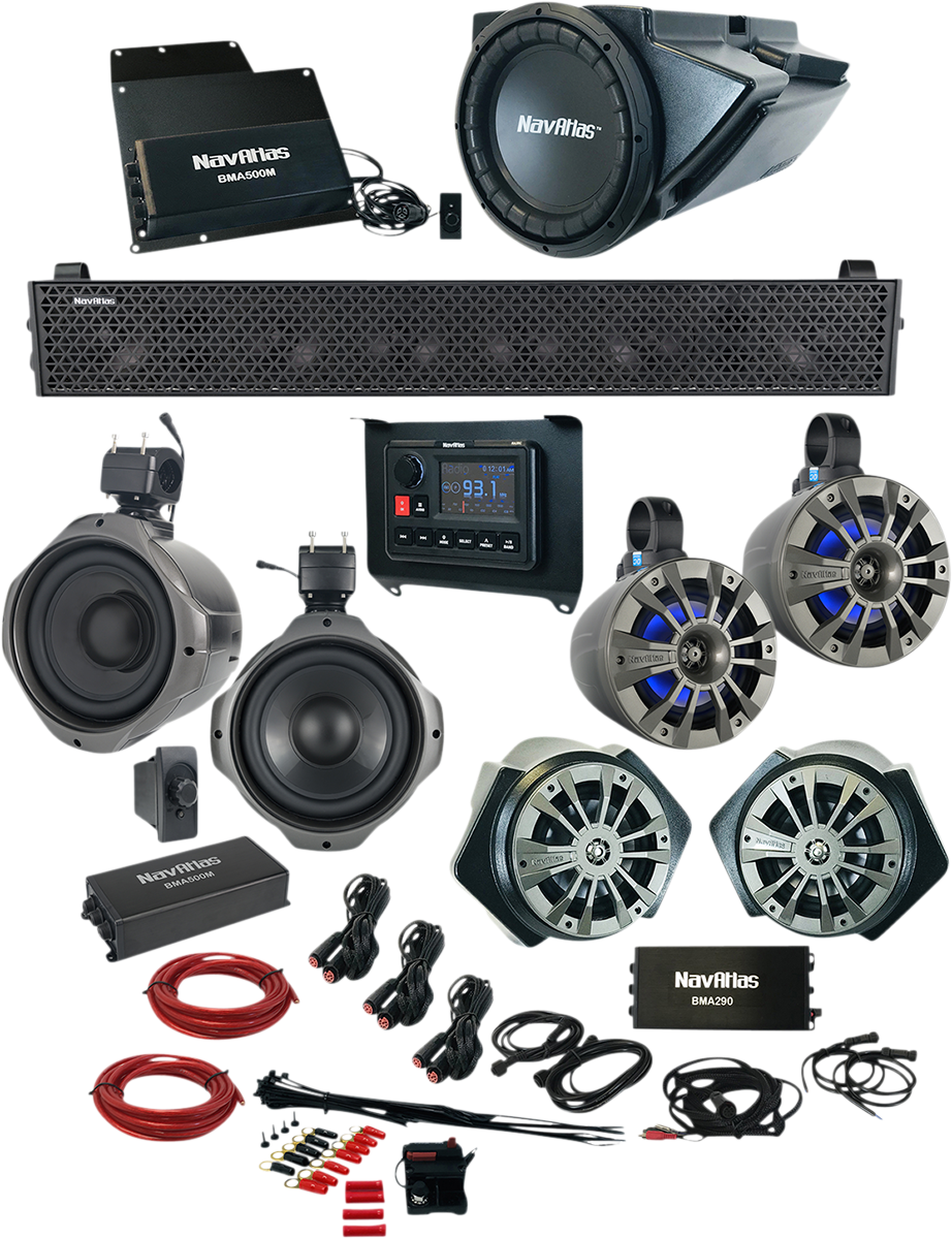 Bill's Exhausts NAVATLAS Zone 6 Turbo RZR1 audio speakers installed in a vehicle for enhanced sound system performance.