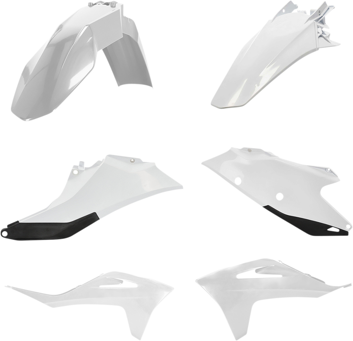 ACERBIS white and black replacement body kit for Gas Gas EC 250/300/350F 2021-2023, includes side panels and fenders.