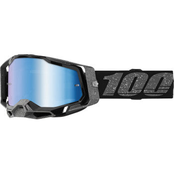 Bill's Exhausts Racecraft 2 Goggle in blue mirror, racing goggles with a sleek frame and reflective lens for motorsport use.