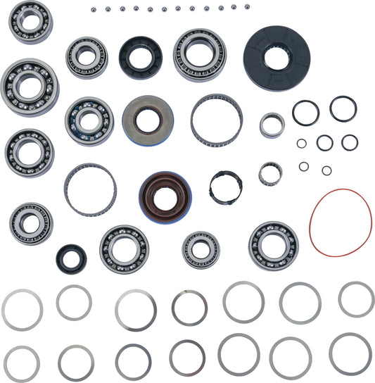 All Balls transmission bearing and seal kit, part #25-7021, featuring various seals and bearings for motorcycle maintenance.