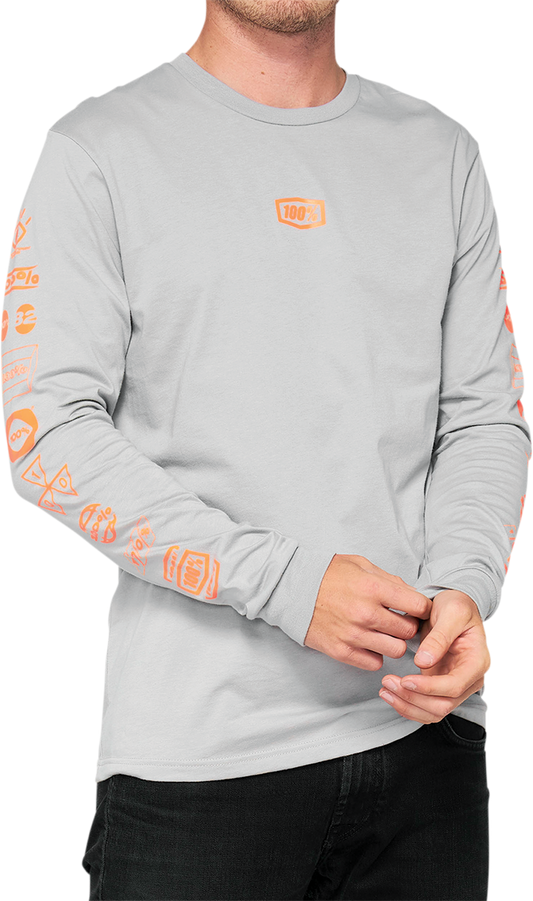 100% Retro Future Long-Sleeve T-Shirt - Vapor - Small 33007-404-10 - Howling Moto