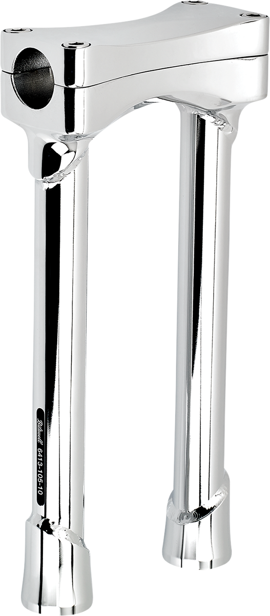 Chrome BILTWELL Risers Murdock Oversized 10-inch handlebars for motorcycles, featuring a sleek, sturdy design.