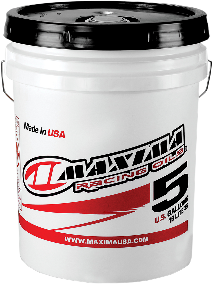 Maxima Racing Oil SXS mineral gear oil 80W-90 in a 5-gallon container with part number 40-43505.
