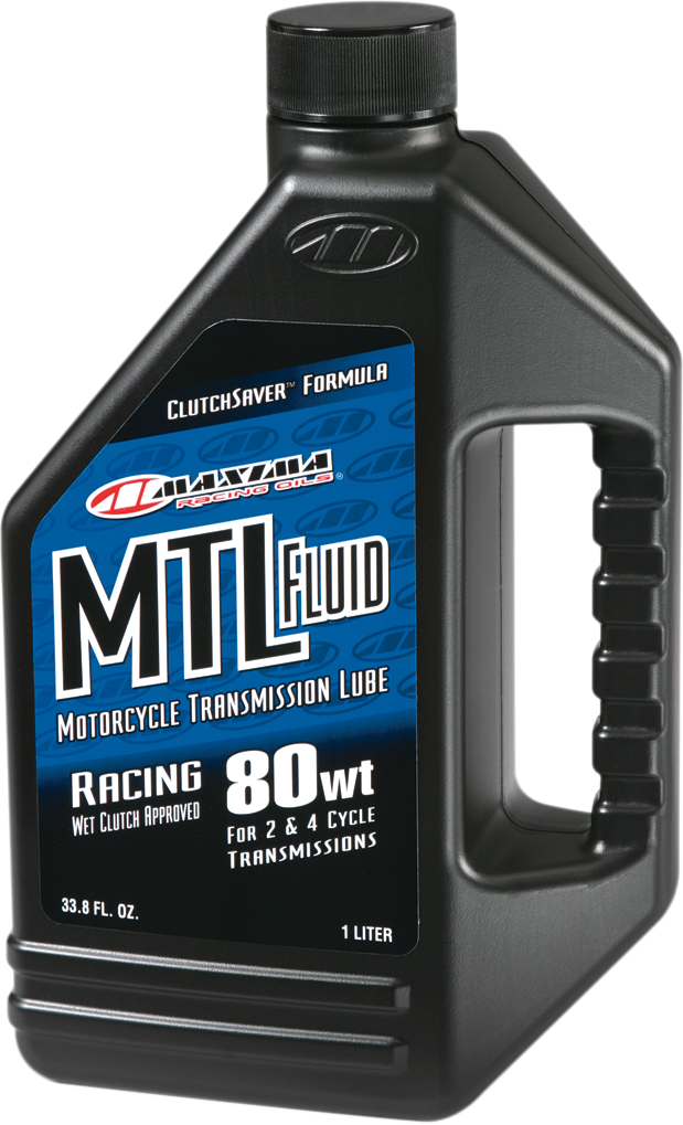 MAXIMA RACING OIL MTL-R 80wt gear oil container, 1-liter bottle for motorcycle and automotive gear lubrication.