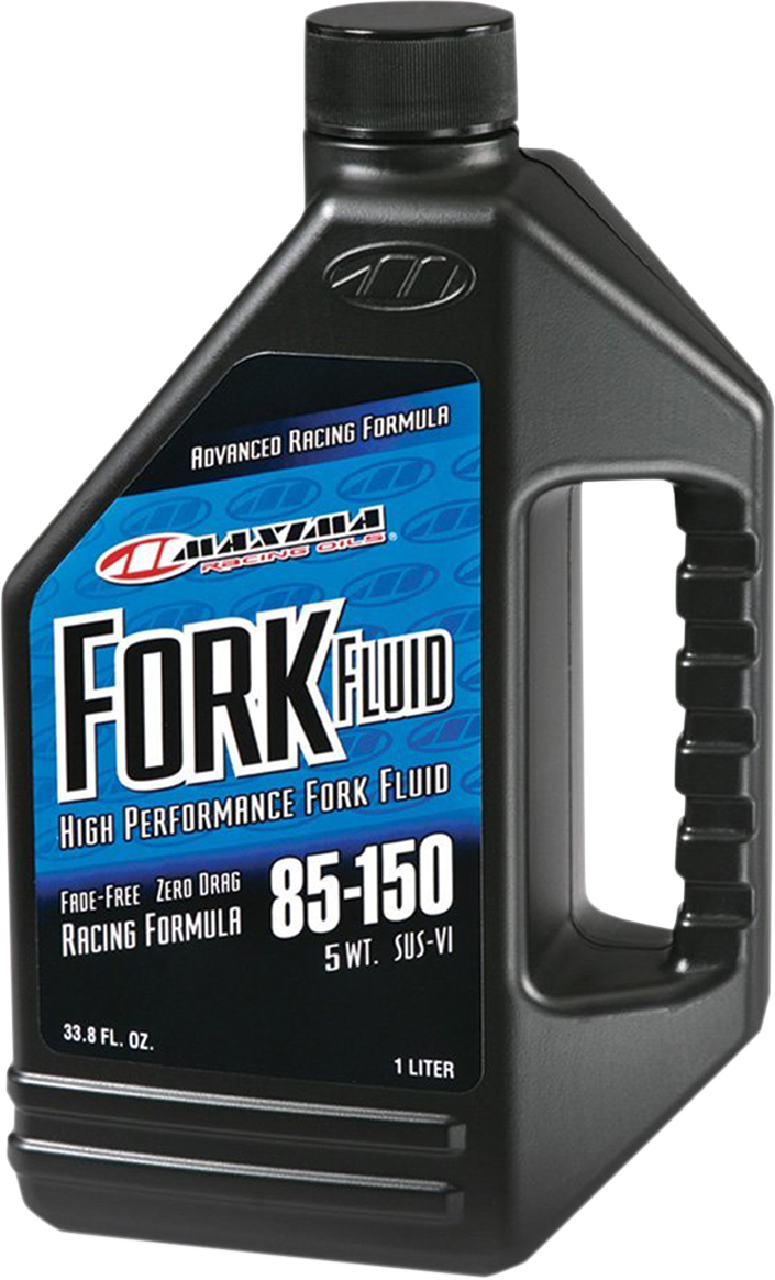 Maxima Racing Oil 59901-5 Racing Fork Fluid 5W in a 1-liter container, designed for motorcycle fork suspension systems.