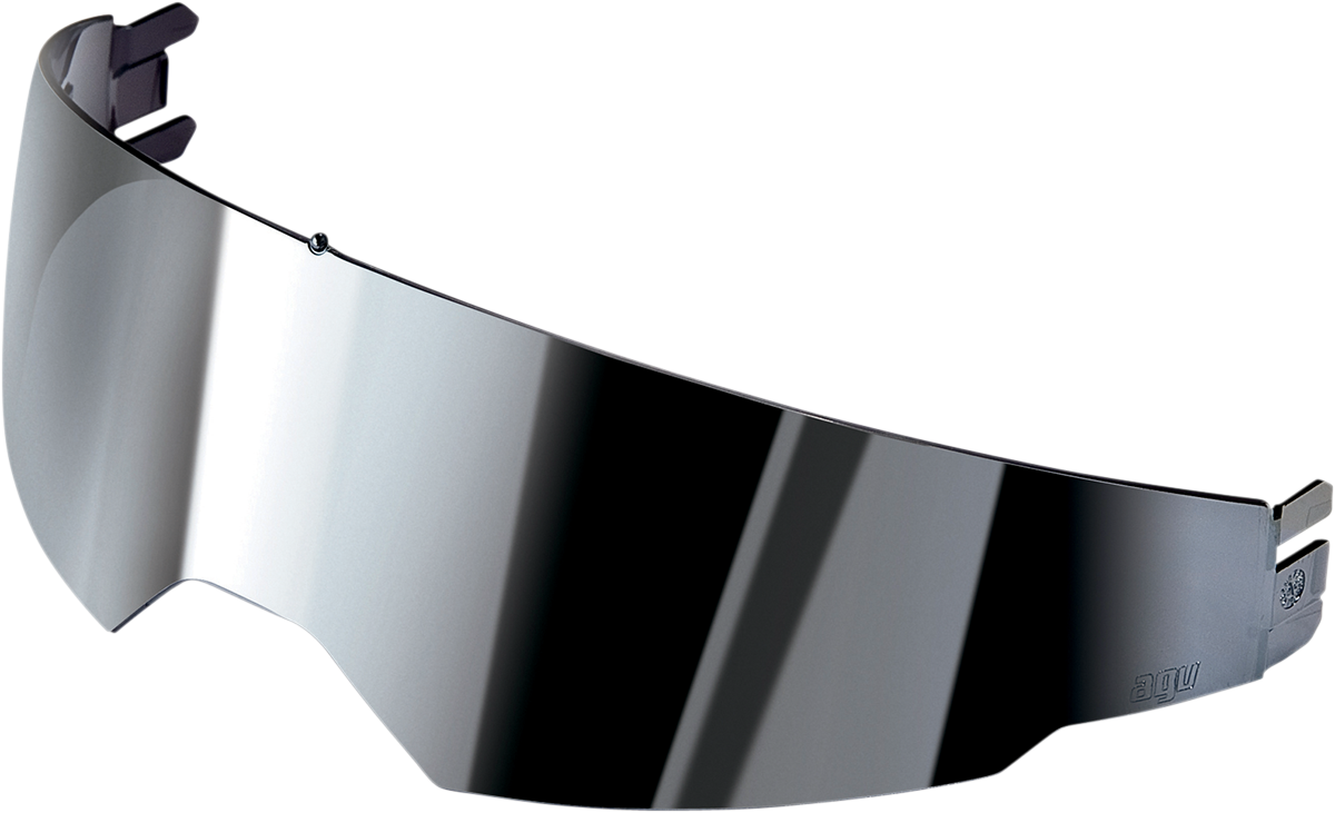 AGV GT2 helmet shield in iridium silver, compatible with K3 SV, K5 S, Compact ST, and K5 Jet motorcycle helmets.