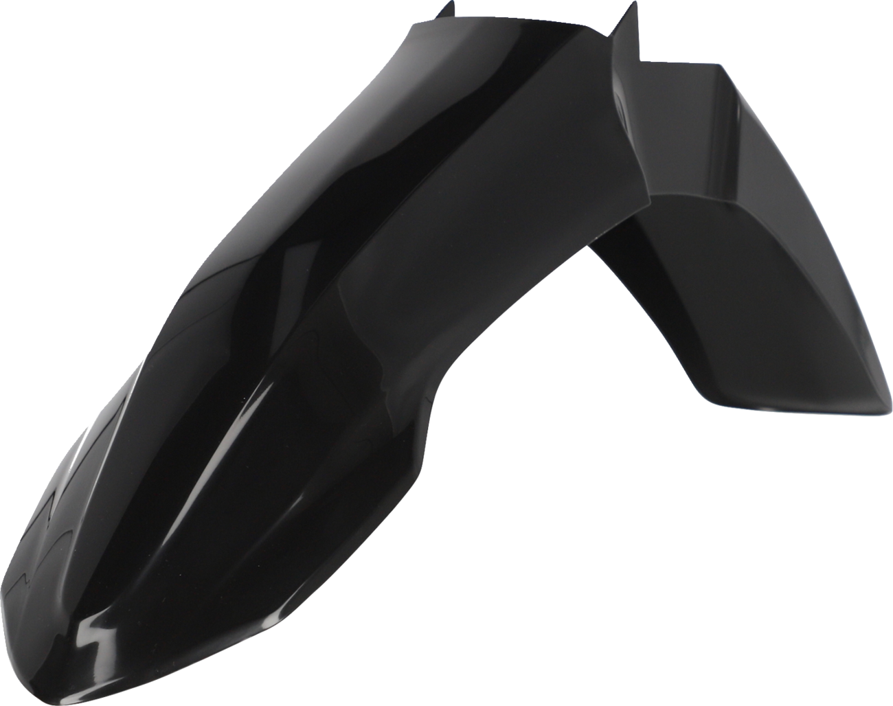 Black Acerbis front fender for motorcycle, body part designed for durability and style, shown in the product image.