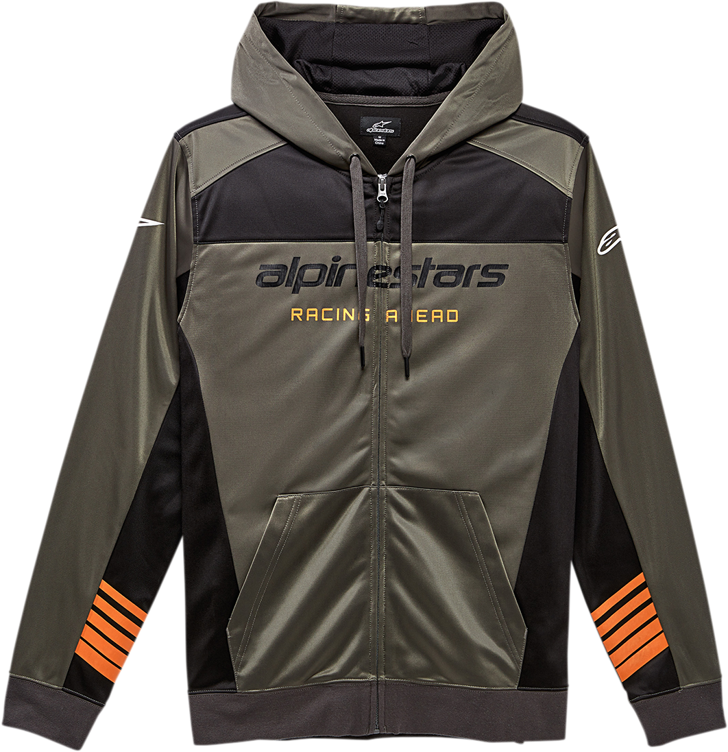 Alpinestars Sessions II hoodie in charcoal and black, medium size, featuring a comfortable casual fit and branded logo details.