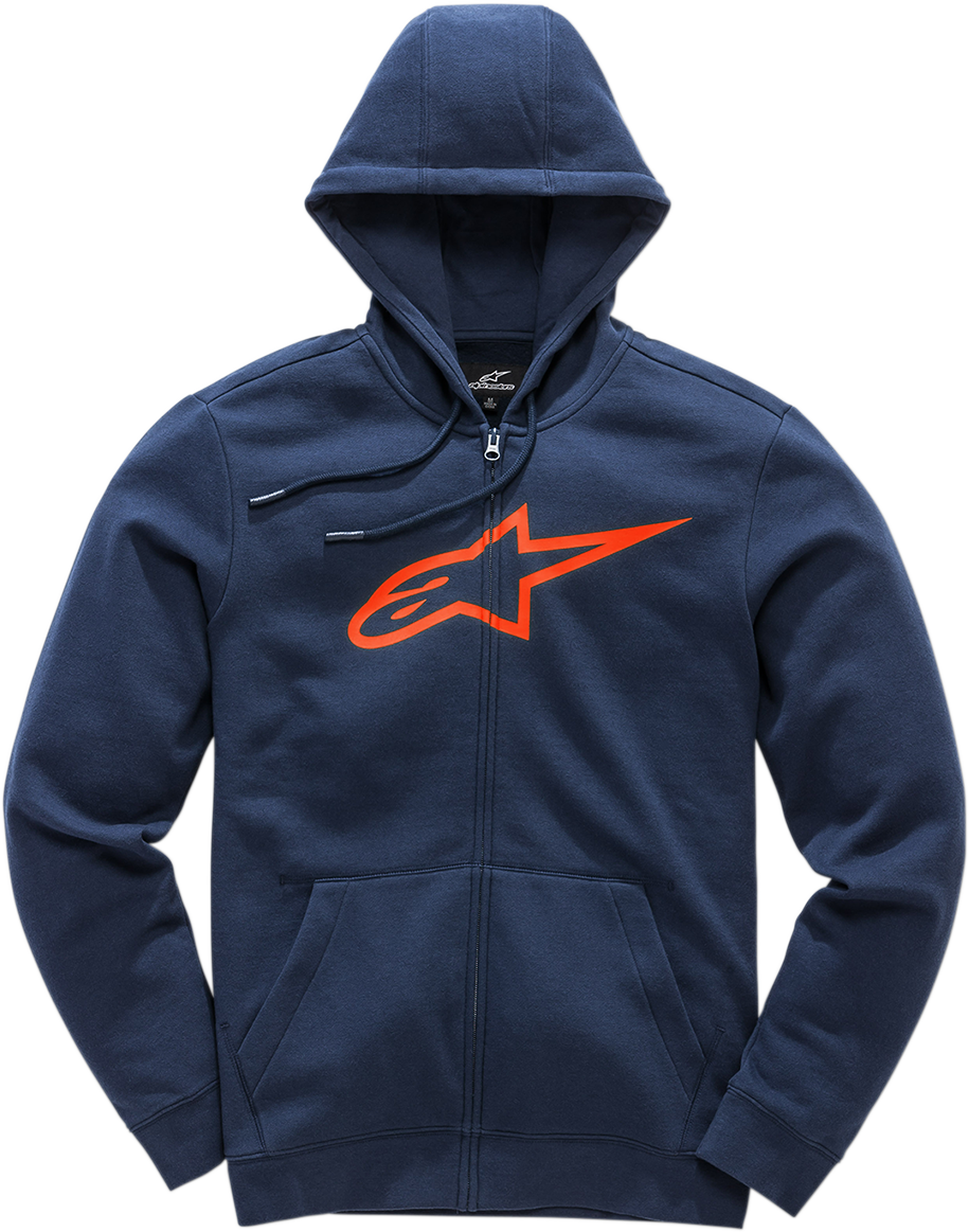 ALPINESTARS, Alpinestars Ageless II Zip Hoodie 2XL Navy and Red - Comfortable Cotton-Polyester Blend