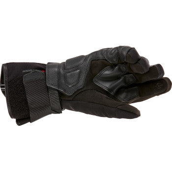 Black Alpinestars W-7 V2 Drystar® motorcycle gloves in 3XL size, shown with textured material and secure wrist closure.