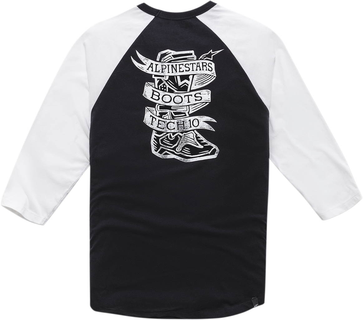 ALPINESTARS, Alpinestars Booted Raglan T-Shirt - Black/White, Size 2XL - Part Number 12107100410202X