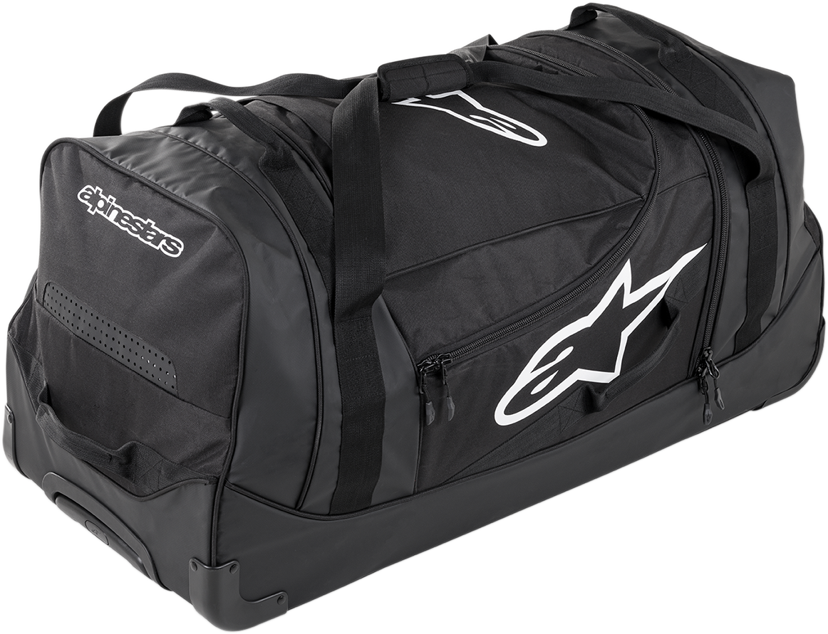Alpinestars Komodo Bag in black, gray, and white with 150L capacity, designed for travel and utility use.