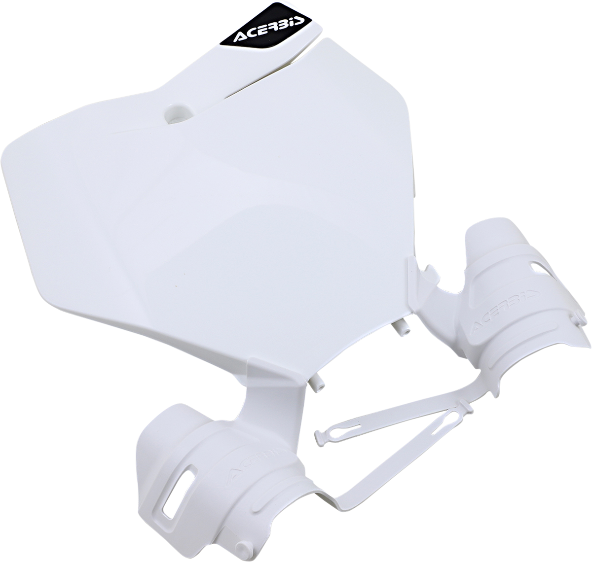 White Acerbis Raptor number plate body part with black numbers, designed for motorcycle customization.