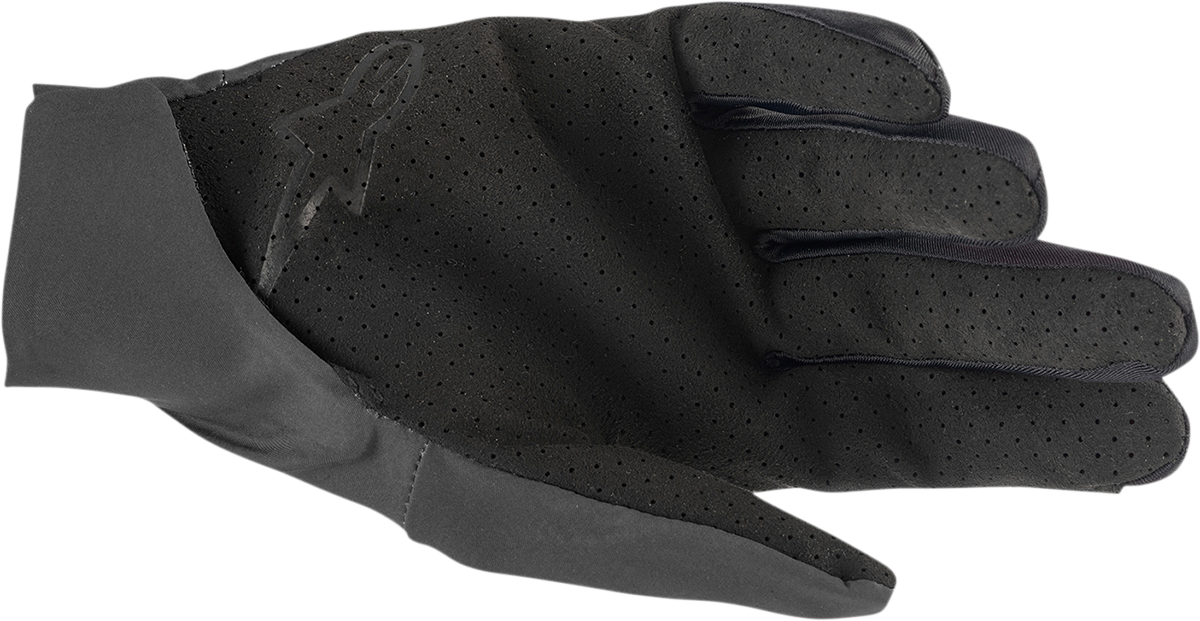 Alpinestars Drop 4.0 Enduro gloves in black, size XL, showing padded palms and adjustable wrist straps for motocross riding.