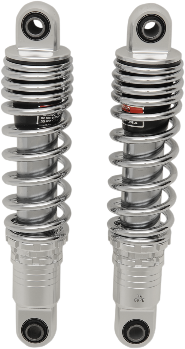Drag Specialties C16-0153A premium 12-inch ride-height adjustable shocks for Harley-Davidson Touring motorcycles.