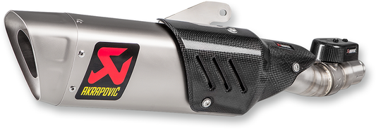 AKRAPOVIC Titanium motorcycle muffler S-Y6SO12-HAPT with sleek design for enhanced performance and lightweight durability.