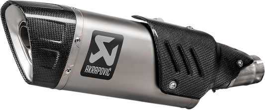 AKRAPOVIC titanium muffler for Honda CB1000R motorcycle, featuring sleek metallic finish and branding.