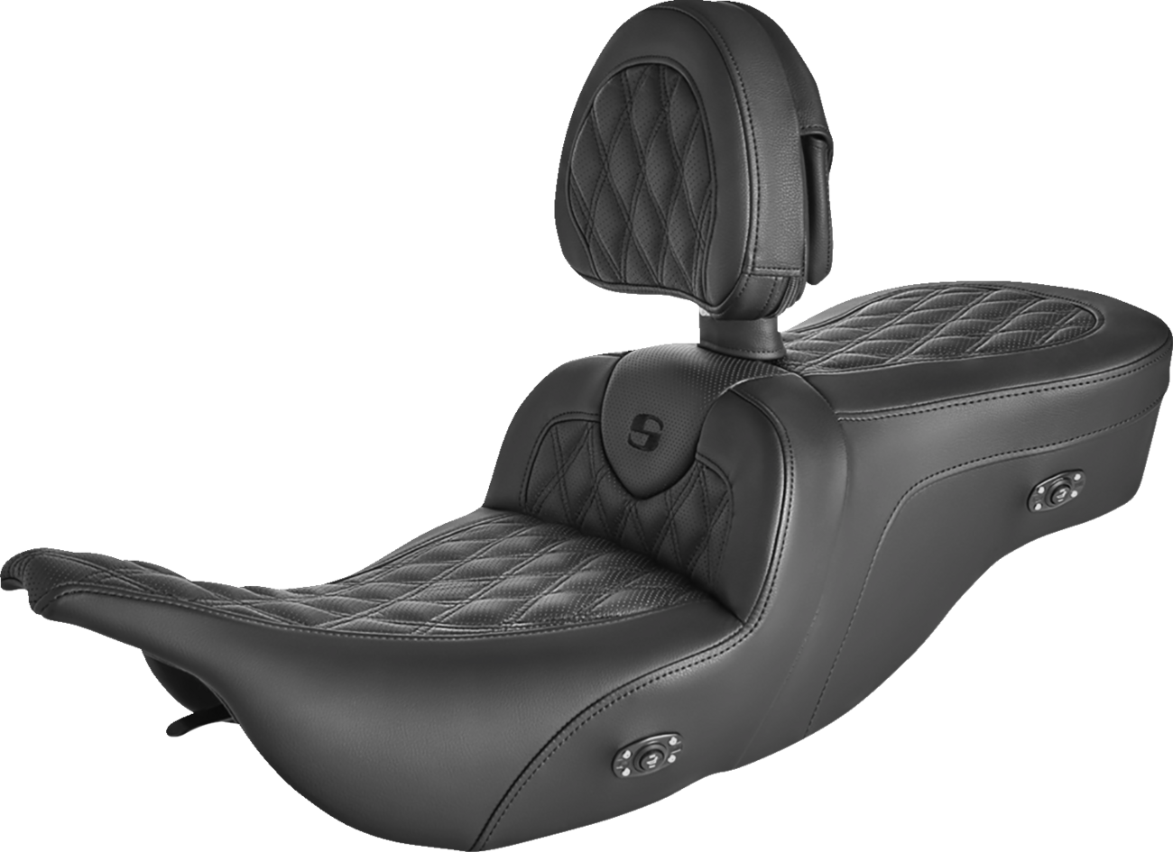 Bill's Exhausts Saddlemens Roadsofa seat for 1999-2007 Harley FL bikes, heated, full lattice stitch, without backrest, motorcycle seat