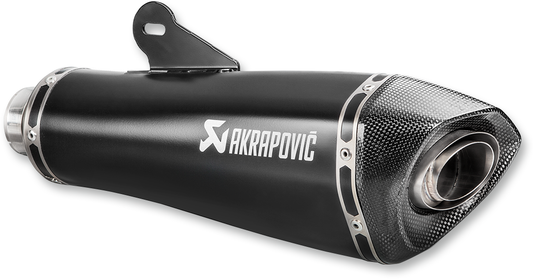 AKRAPOVIC titanium muffler for BMW R NineT motorcycle, black finish, S-B12SO17-HBRBL model, with sleek exhaust design