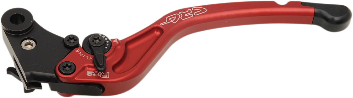 CRG RC2 standard clutch lever in red, motorcycle part with ergonomic design and adjustable features.