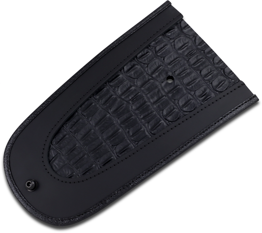 Drag Specialties Seats fender skin with embossed faux gator leather center, designed for custom motorcycle seats.