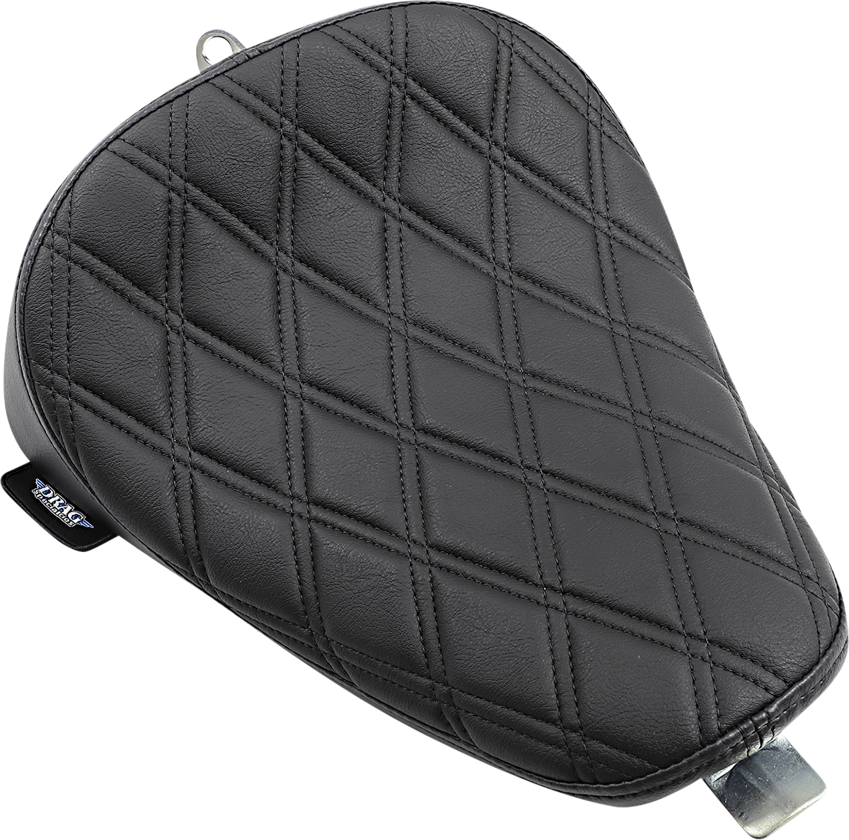 Drag Specialties Bobber Solo Seat with Double Diamond pattern for Harley XL 2010-2022, stylish motorcycle seat design.