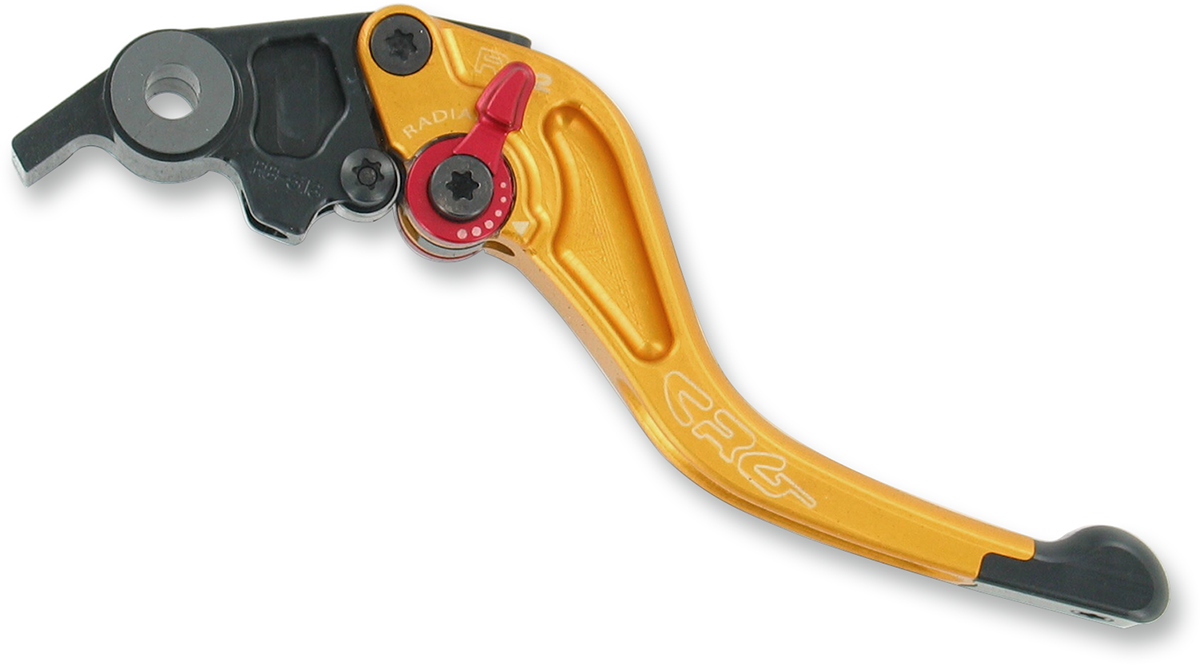 CRG RC2 Shorty brake lever in gold, lightweight motorcycle brake lever with ergonomic design by CRG.