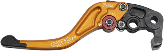 CRG RC2 Shorty Brake Lever in gold, motorcycle brake lever with compact design and ergonomic grip, part number 2RN-531-H-G