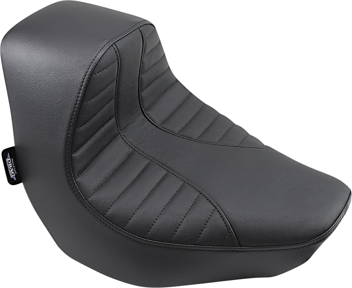 Drag Specialties EZ-Solo seat with Scorpion stitch on 2018-2020 FXBR/S motorcycle, showing detailed black leather seat with stitching