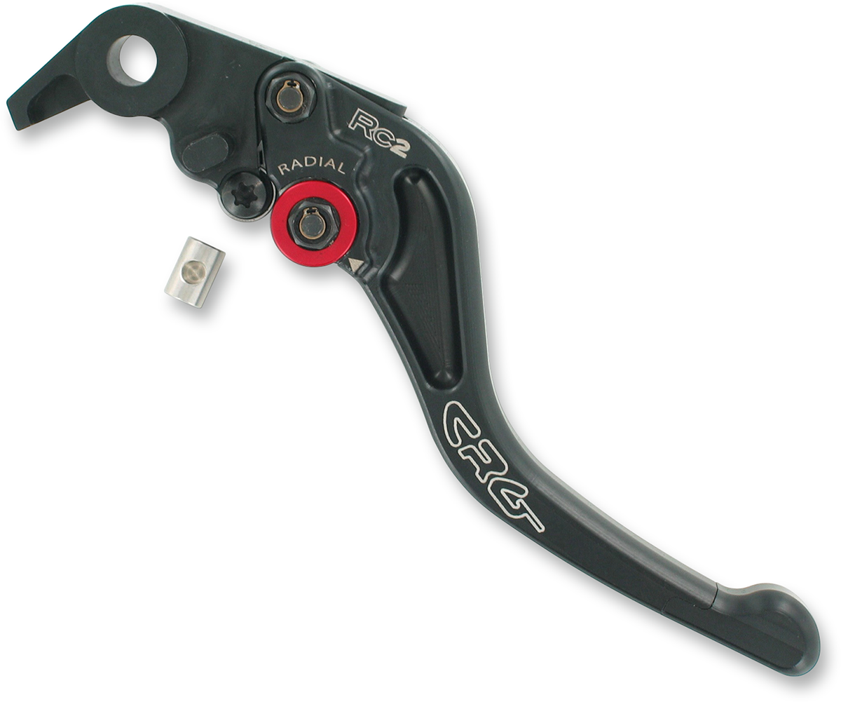 Black CRG RC2 Shorty Clutch Lever for motorcycles, featuring a compact, ergonomic design and durable construction.