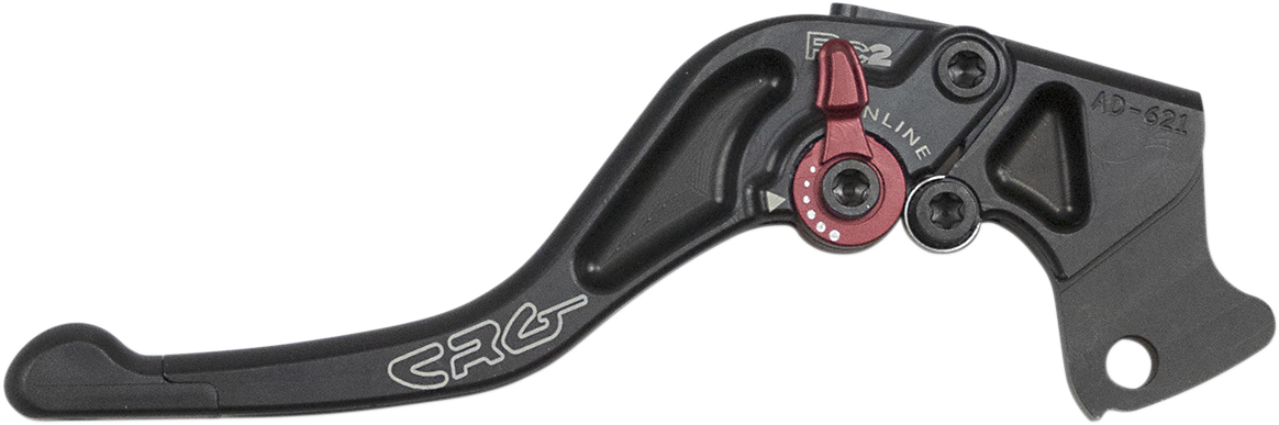 Black CRG RC2 Shorty Clutch Lever for motorcycles, showcasing the sleek, lightweight design with ergonomic grip.