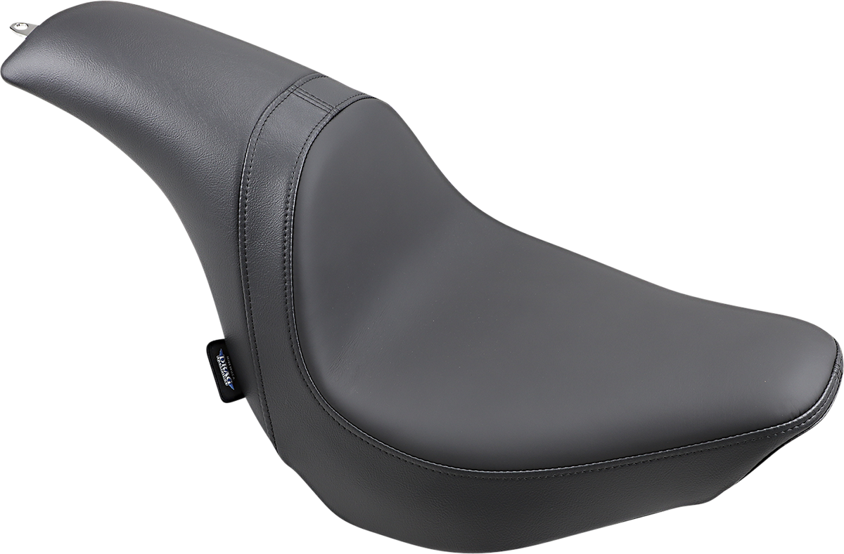 Drag Specialties Predator Seat with Solar Leather for FLFB/S motorcycle, showcasing a comfortable, custom-fit design.