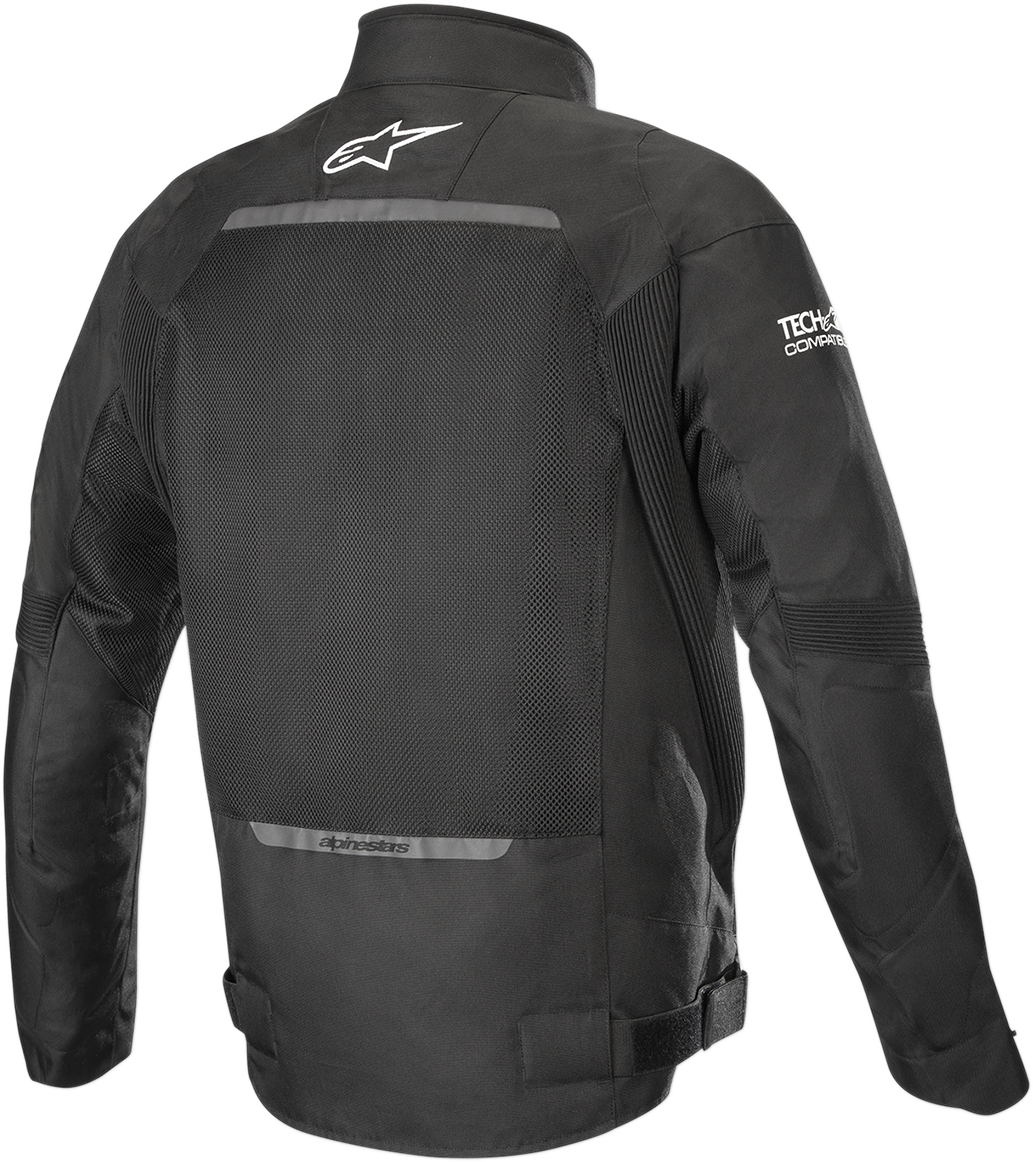 Alpinestars Tailwind Air waterproof jacket in black, size large, featuring a lightweight design with breathable and protective fabric.