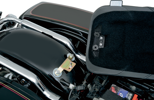 Drag Specialties EZ Mount Solo Seat for FXR motorcycle, featuring durable, comfortable design with sleek styling and easy installation.