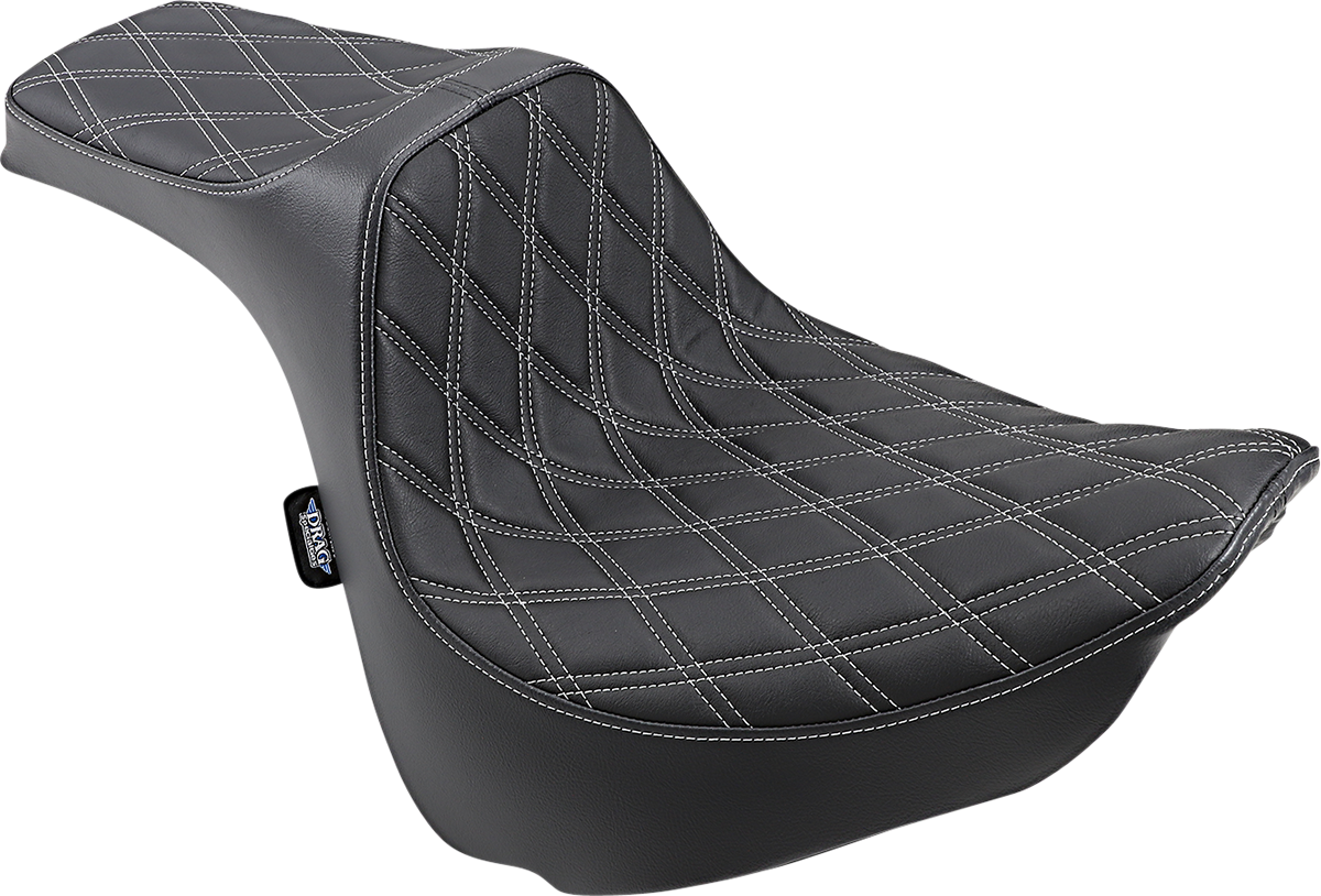 DRAG SPECIALTIES SEATS Predator III motorcycle seat with double diamond silver stitching for FXFB/S models, part number 0802-1073.