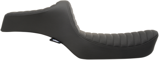 Black Predator III motorcycle seat by Drag Specialties with classic stitching for XL models from 1982 to 2003.