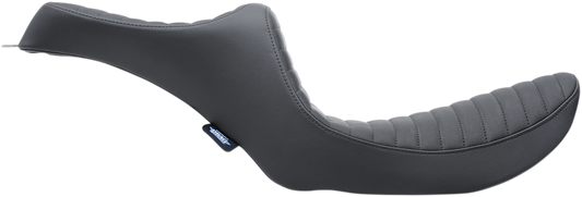 Black Predator III Seat with Classic Stitch by Drag Specialties for FXR '82-'00 motorcycle, showcasing sleek design and durable material.
