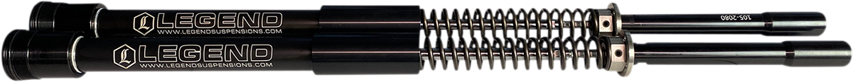 Legend Suspension AXEO +2 front end suspension for 2006-2017 Dyna with 49mm raised forks, part 04140613, showing the suspension components.