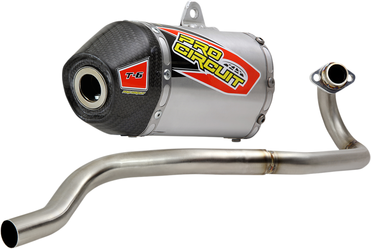 Pro Circuit T-6 stainless steel exhaust system for off-road and closed course riding, featuring durable construction and performance design.