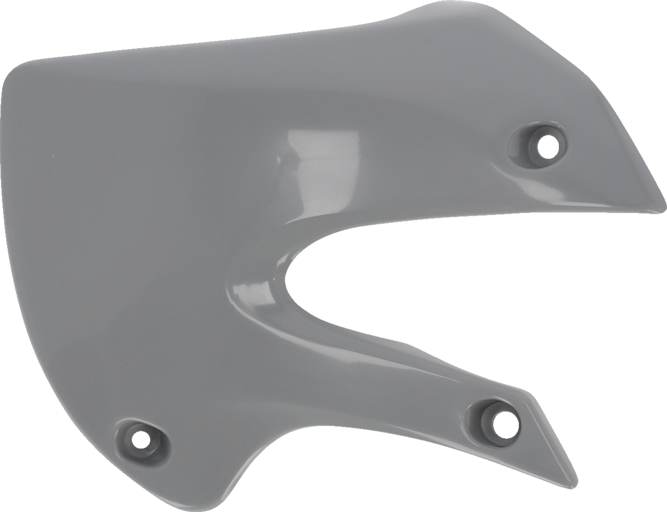 Gray ACERBIS radiator shrouds for motorcycle body, designed for durability and style, shown in the image.