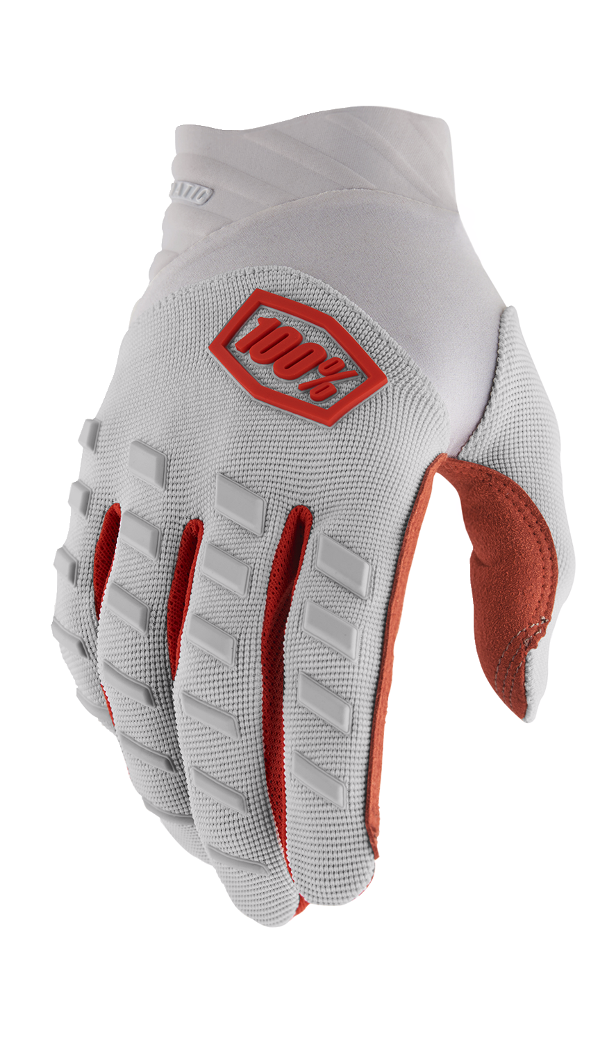 Bill's Exhausts 100% Airmatic Silver Gloves, large size, showcasing durable fabric and sleek design for hand protection.