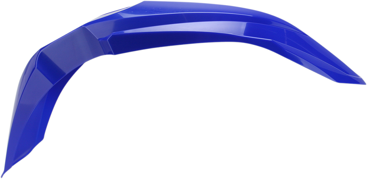 Acerbis blue front fender motorcycle body part, designed for off-road use, with a smooth curved shape and vibrant blue color.