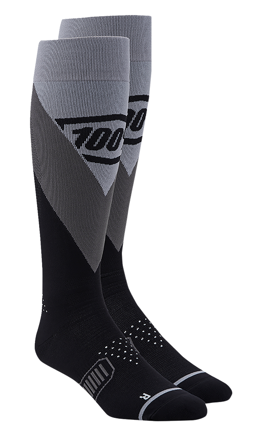 Black Bill's Exhausts Hi-Side Performance Socks in Large/XL, showing the sleek fabric and branding detail.