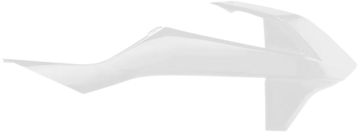 White Acerbis radiator shrouds for motorcycle body protection, designed for durability and style.