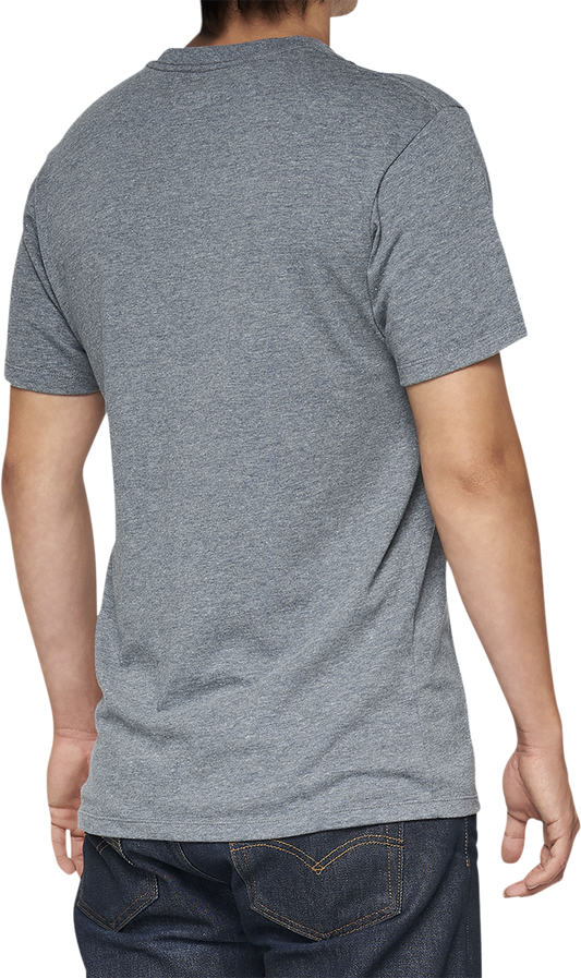 Bill's Exhausts 100% Bilto Heather Gray T-Shirt, large size, showing front view with logo and comfortable cotton fabric.