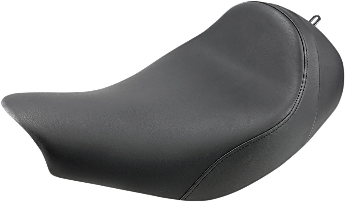 Black SADDLEMEN Renegade Solo motorcycle seat by Bill's Exhausts, smooth design shown on a sleek bike.