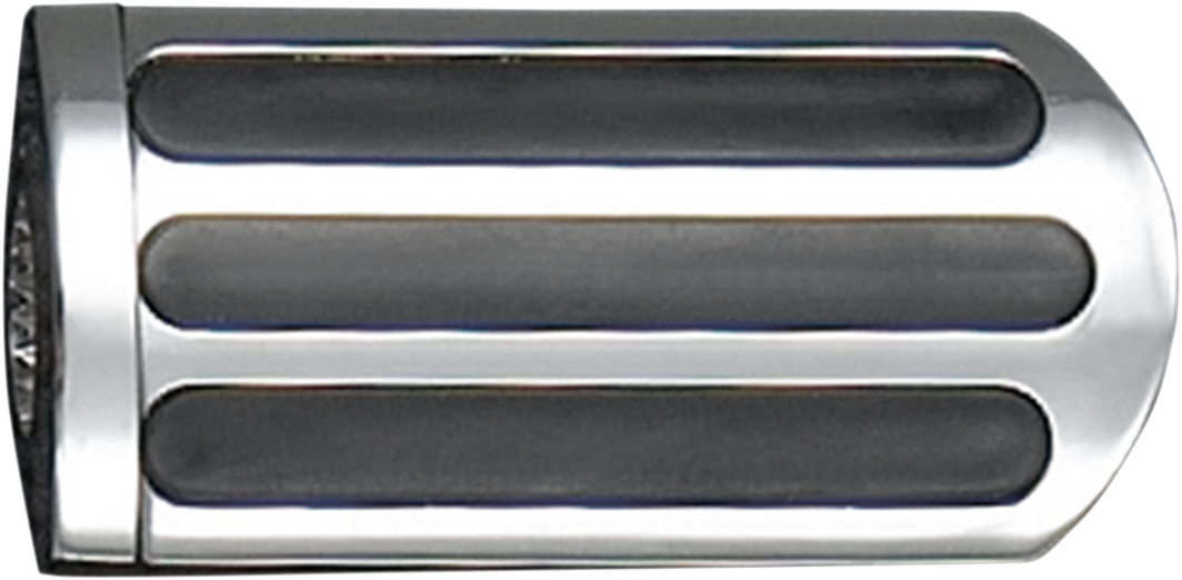 Chrome driver rail peg for GL1800 engine by Bill's Exhausts, mounted on Honda Gold Wing motorcycle, showing detailed metal design.
