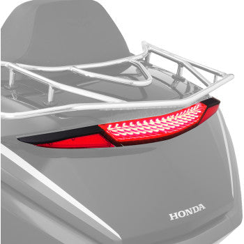 Bill's Exhausts SHOW CHROME LED Trunk Light with red lens and black housing for Honda GL1800 motorcycle, model 52-970RBK.